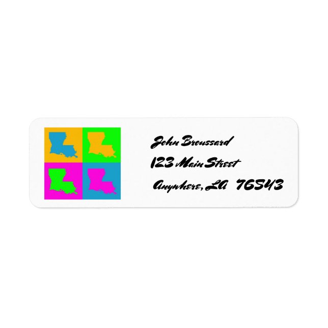 Louisiana Colorful Pop Art Fun Adresse Labels (Vorne)