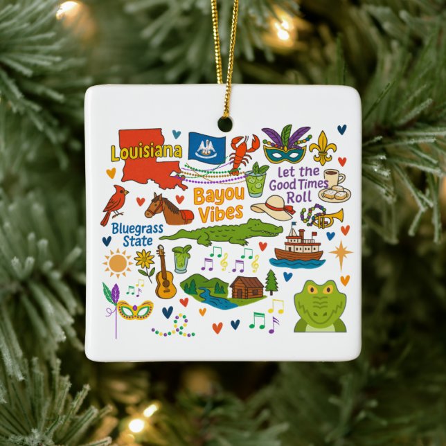 Louisiana Custom Family Trip Christmas Keramikornament (Baum)