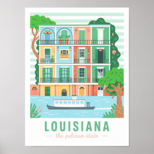 Louisiana der Pelican Staat USA Summer Travel Poster