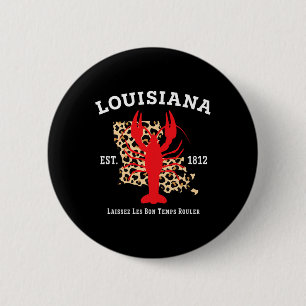 Louisiana Est. 1812 Crawfish Leopard New Orleans Button