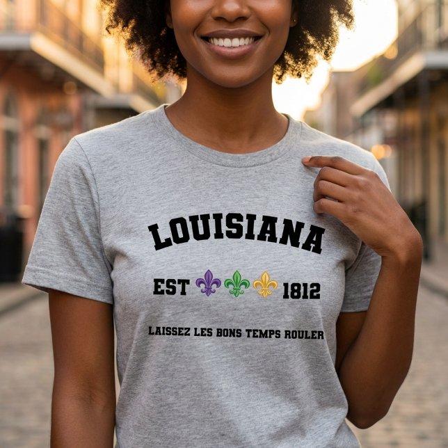 Louisiana Est 1812 Mardi Gras Fleur-de-lis Tri-Blend Shirt (Von Creator hochgeladen)