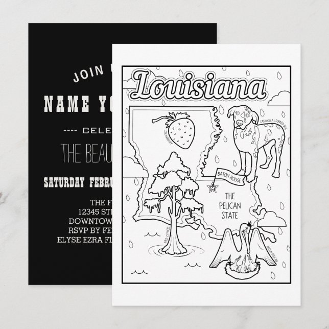 louisiana Farbe Ich Collage Einladung (Vorne/Hinten)