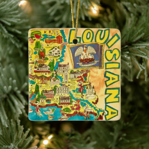 Louisiana Farbenfrohe Karte Keramikornament