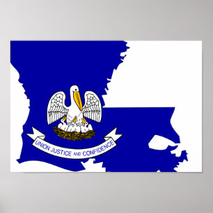 Louisiana Flag Karte Poster