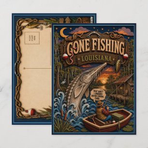 Louisiana Gone Fishing Golf Stör Postkarte