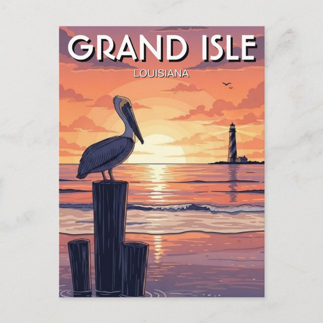 Louisiana Grand Isle Pelican  Postkarte (Vorderseite)