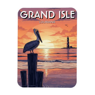 Louisiana Grand Isle Pelikan  Magnet