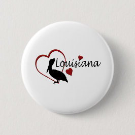 Louisiana Herz mit Pelikanschaltfläche Button