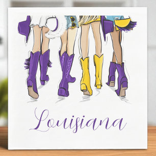 Louisiana Ladies / Lila Gelbe Cowboy Stiefel Hüte Serviette