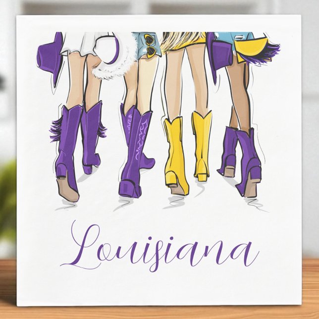 Louisiana Ladies / Purple Yellow Cowboy Boots Hats Serviette (Von Creator hochgeladen)