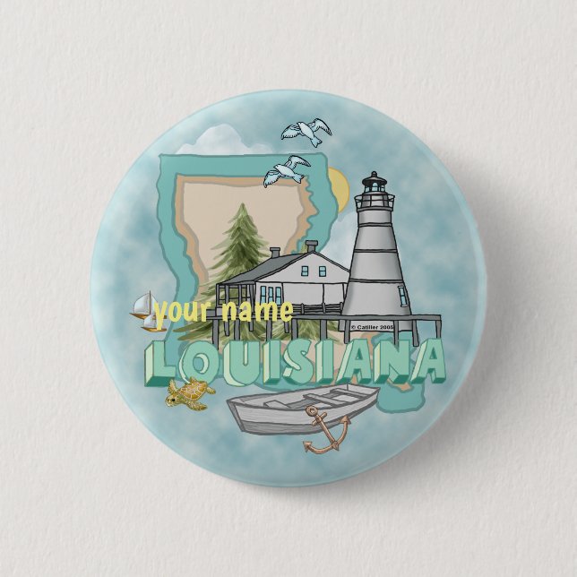 Louisiana Leuchtturm Pin-Button Button (Vorderseite)