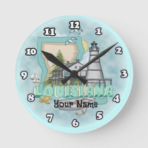 Louisiana Lighthouse Runde Wanduhr