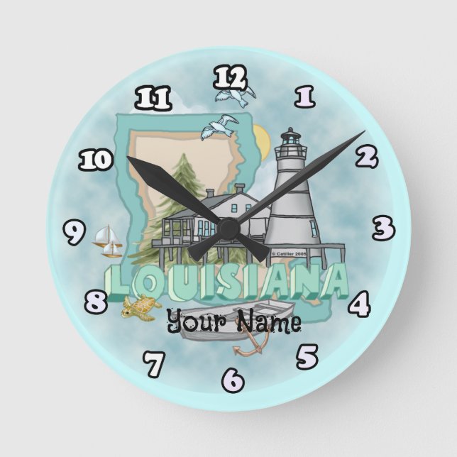 Louisiana Lighthouse Runde Wanduhr (Vorderseite)