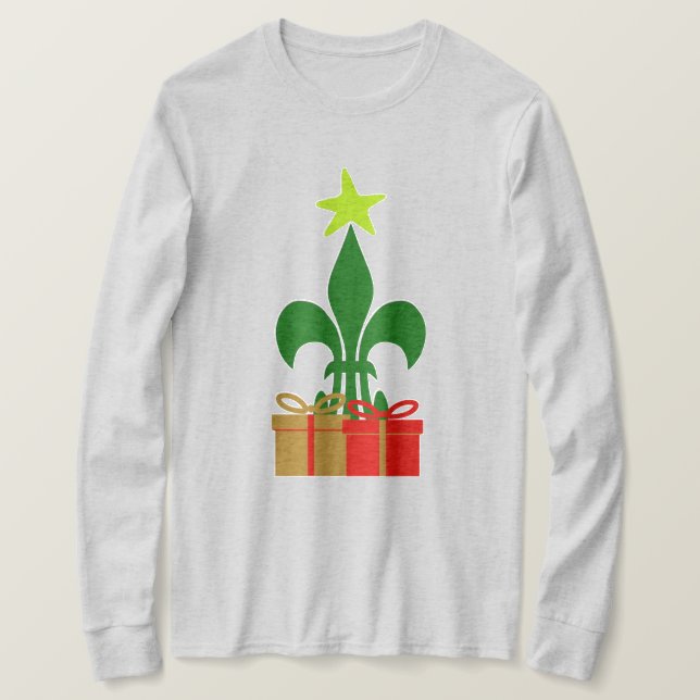 Louisiana-Lilie Cajun Weihnachtsbaum u. Geschenk T-Shirt (Design vorne)