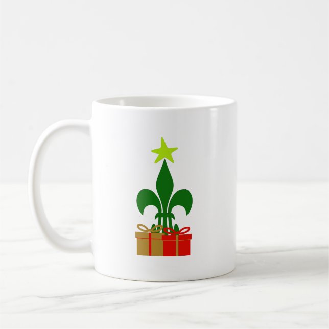Louisiana-Lilie Cajun Weihnachtsbaum-Weihnachten Kaffeetasse (Links)