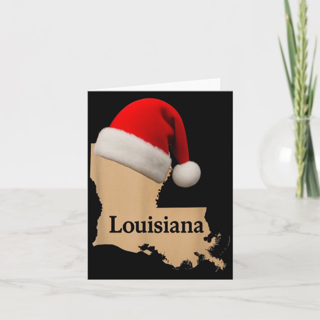 Louisiana Map Santa Hat Funny Christmas Cajun Holi Karte (Vorderseite)