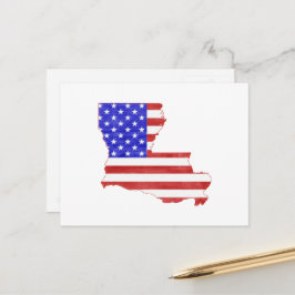 Louisiana Map Shaped Patriotic American Flag Postkarte