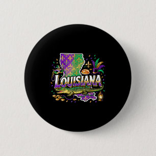 Louisiana Mardi Gras Alligator Karneval Design _2  Button