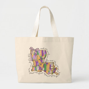 Louisiana Mardi Gras Bourbon Street Carnival Jumbo Stoffbeutel
