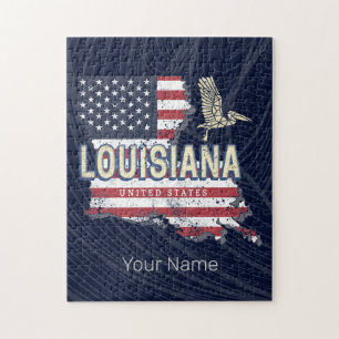 Louisiana mit Pelikan Vintage USA Design Puzzle