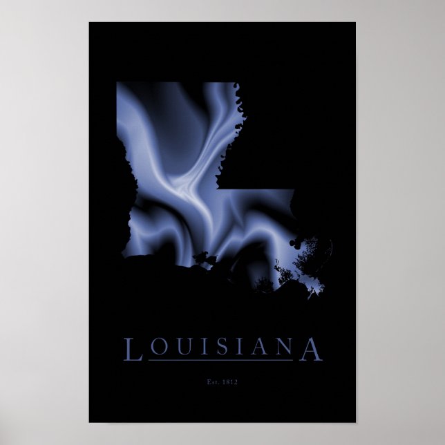 Louisiana Modern Map Poster (Vorne)