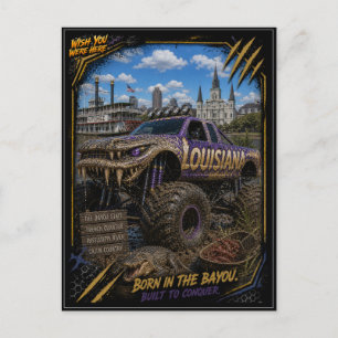 Louisiana Monster Truck Gelände Kunst Postkarte