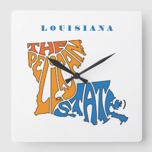 Louisiana Nickname Word Art Art Quadratische Wanduhr