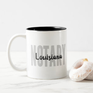 Louisiana Notary Public verblasst Black Big Schrif Zweifarbige Tasse