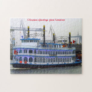 Louisiana-Paddelboot. Weihnachtsgrüße Puzzle