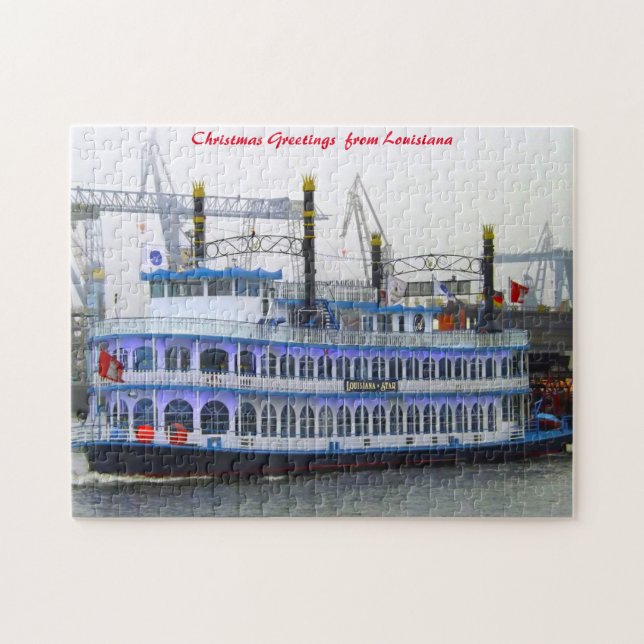 Louisiana Paddle Boat.Christmas Grüße Puzzle (Horizontal)