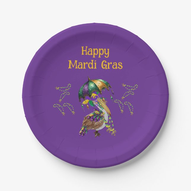 Louisiana Pelican Mardi Gras party Pappteller (Vorderseite)