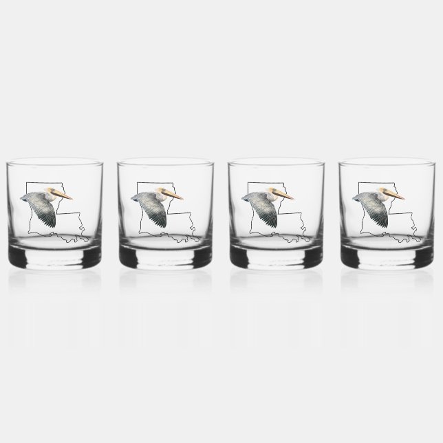 Louisiana Pelican Whiskey Glass - 4 Set Whiskyglas (Vorderseite)