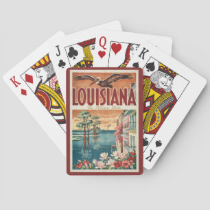 Louisiana Pelikan-Staat Illustration Reise Kunst Spielkarten