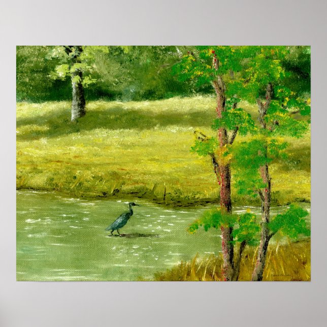 Louisiana Pond und Blue Heron Poster (Vorne)