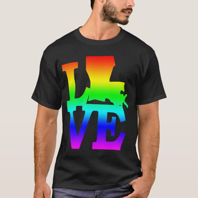 Louisiana Pride USA Staat Liebe Karte T-Shirt (Vorderseite)