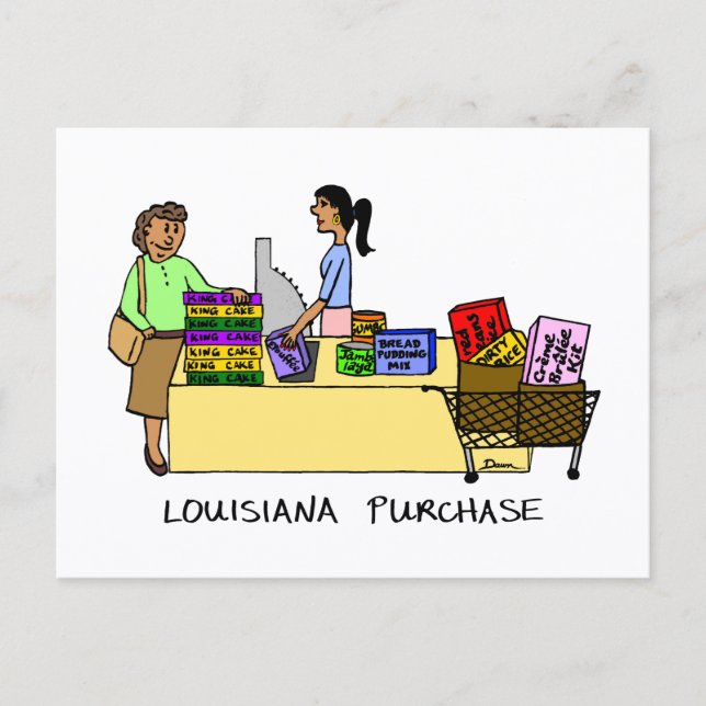Louisiana Purchase Fun Mardi Gras Cartoon Spaß Postkarte (Vorderseite)