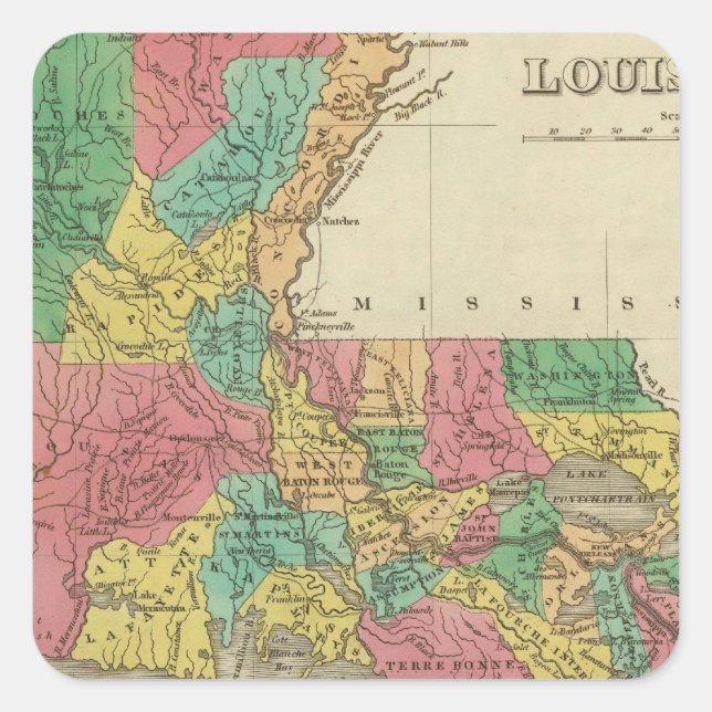 Louisiana Quadratischer Aufkleber (Vorderseite)