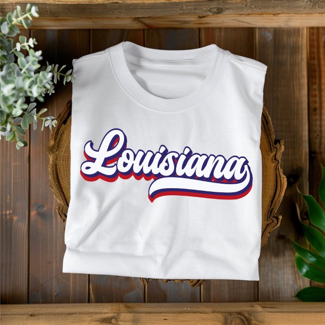 Louisiana Red White & Blue Vintag Script T - Shirt (Von Creator hochgeladen)