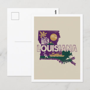 Louisiana Retro-Reise Design Ikonische US-Bundesst Postkarte