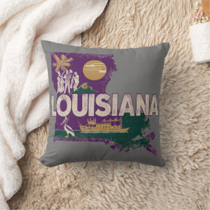 Louisiana Retro Staat Silhouette Kissen