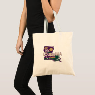 Louisiana Retro State Silhouette Tragetasche