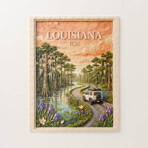 Louisiana Roadtrip Vintage Bayou Sumpf 3D Textur Puzzle