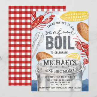 Louisiana Seafood Hummer Crab Boil Geburtstagspart Einladung