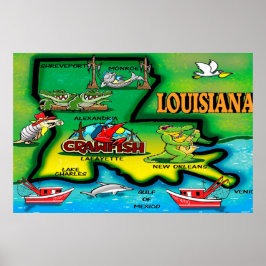 Louisiana Staat Cartoon Poster