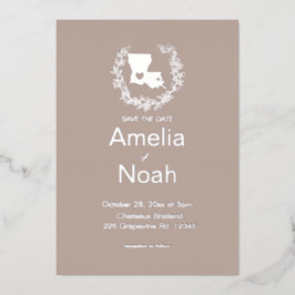 Louisiana Staat Hochzeit in Urlaubsort Folieneinladung