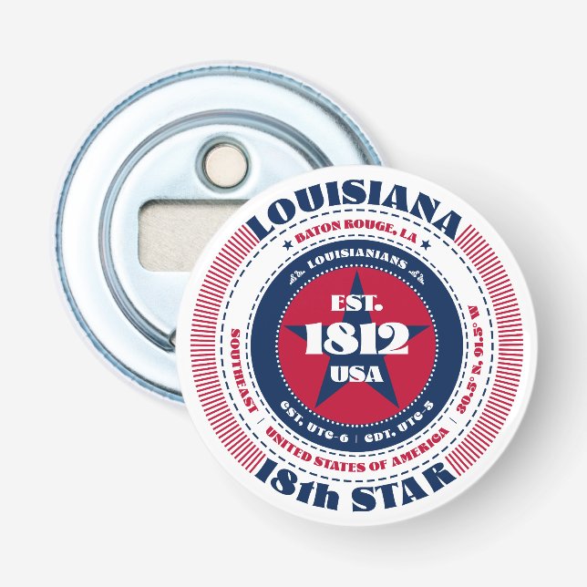 Louisiana Staat Information Circle Flaschenöffner (Vorderseite)