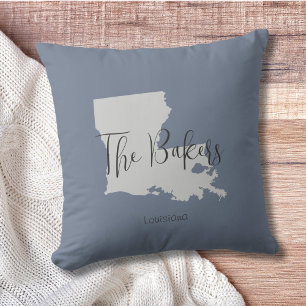 Louisiana Staat Kontur Familienname Throw Kissen