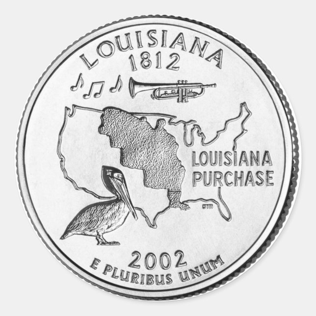 Louisiana Staat Quarter Runder Aufkleber (Vorderseite)