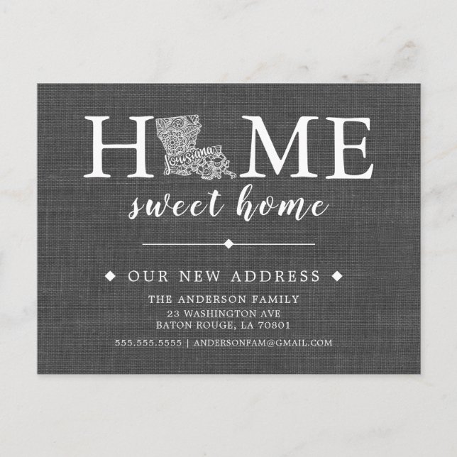 LOUISIANA Staat Umstiegskarte Ankündigungspostkarte (Vorderseite)