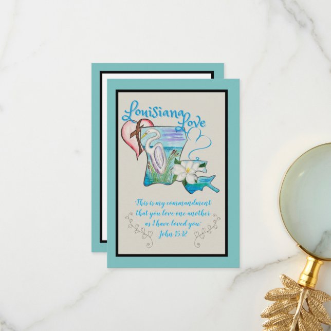 Louisiana Staat Wasserfarbene Karten (Vorderseite/Rückseite Beispiel)